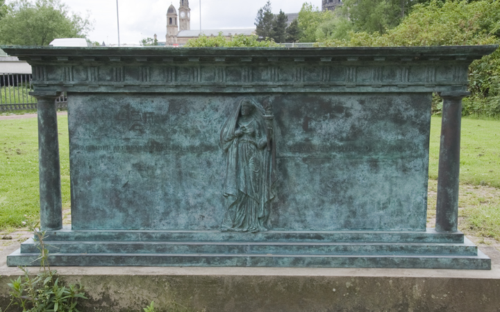 Monument in bronze relief to Alexander Wilson at Seedhill, Paisley