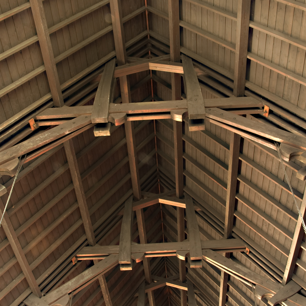 beam structure in roof of art Nouveau style Church