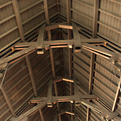 beam structure of roof of art Nouveau style Church
